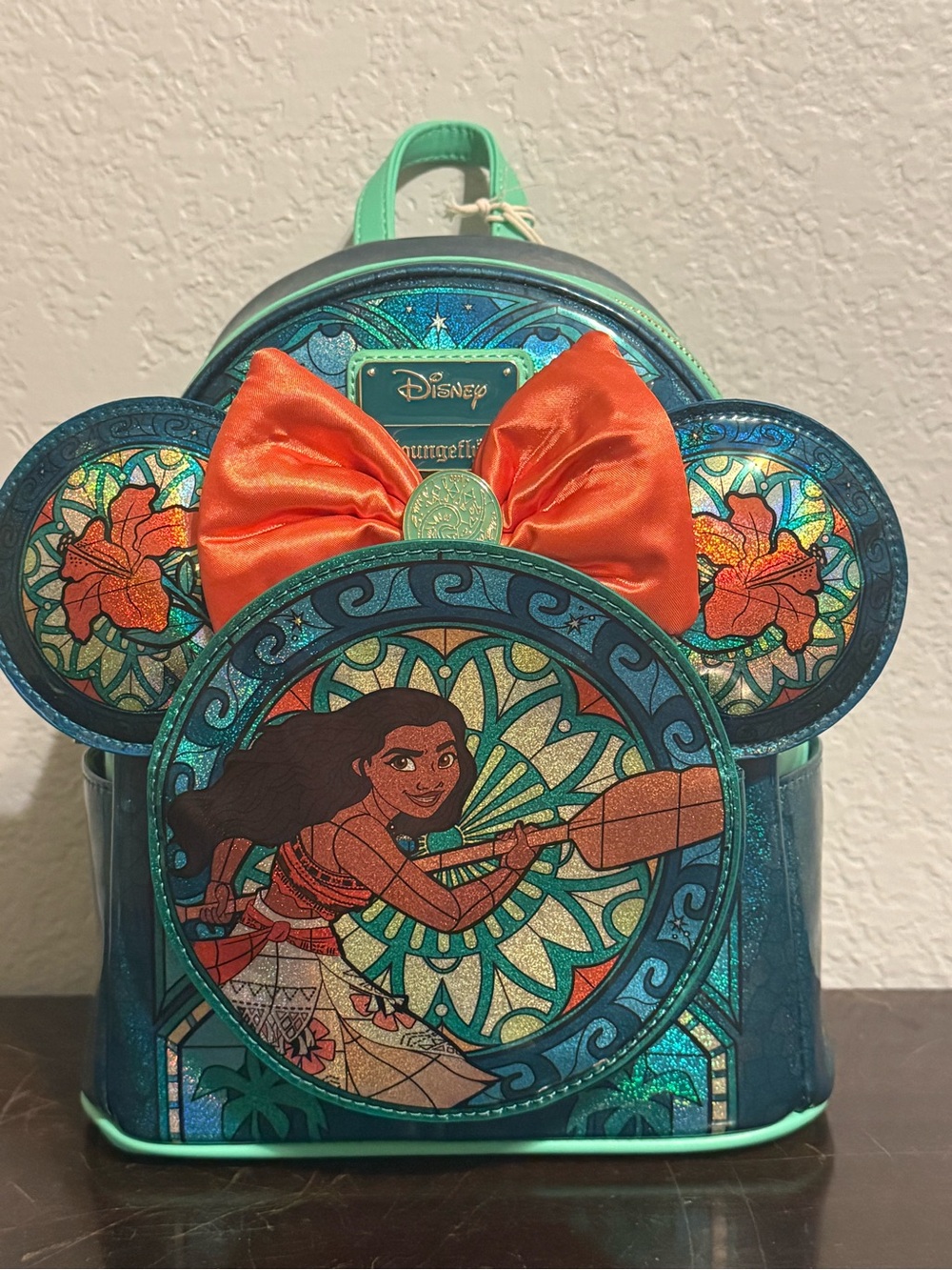 Loungefly Disney Princess Stained Glass Moana Mini Backpack and Ears Combo
